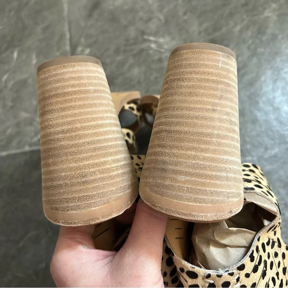 Dolce Vita Luci Leopard Print Calf Hair Block Heels Size 8.5 Boho Resortwear - Picture 9 of 14